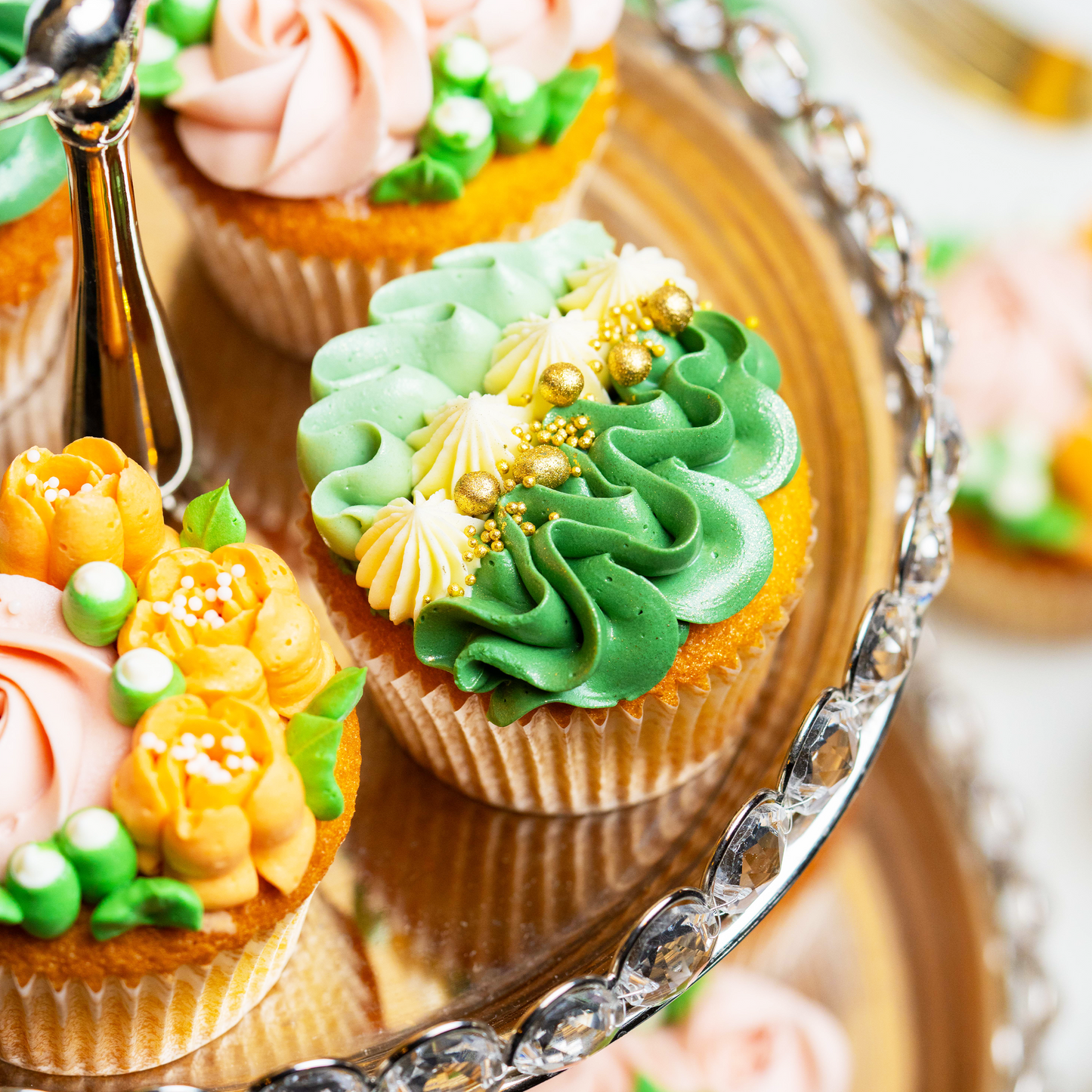 Eucalyptus & Gold Cupcakes