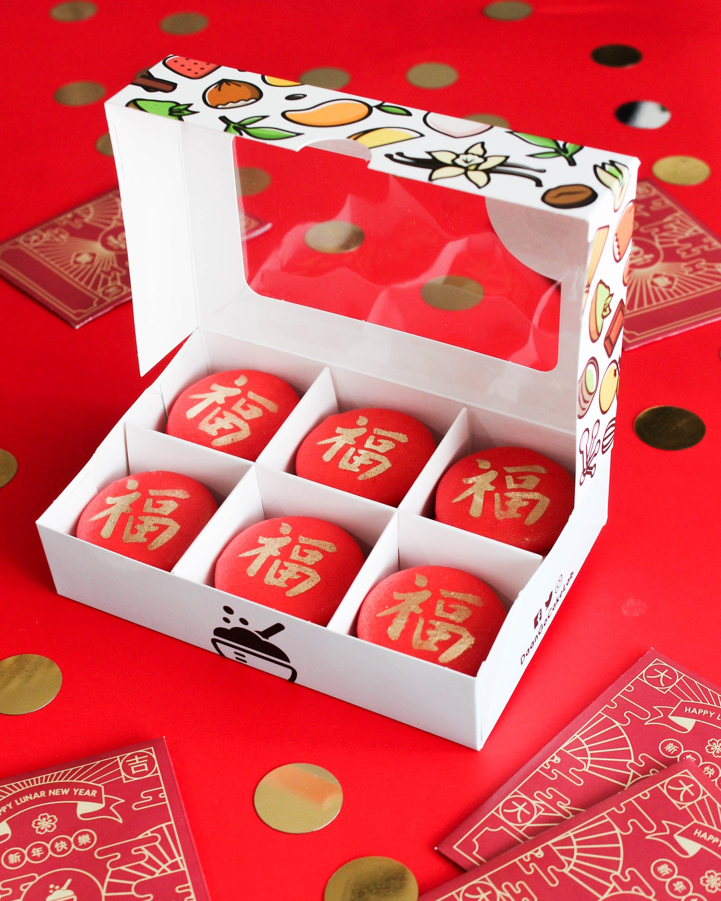 Macarons - Good Fortune (Stenciled) - Daan Go Cake Lab | Toronto