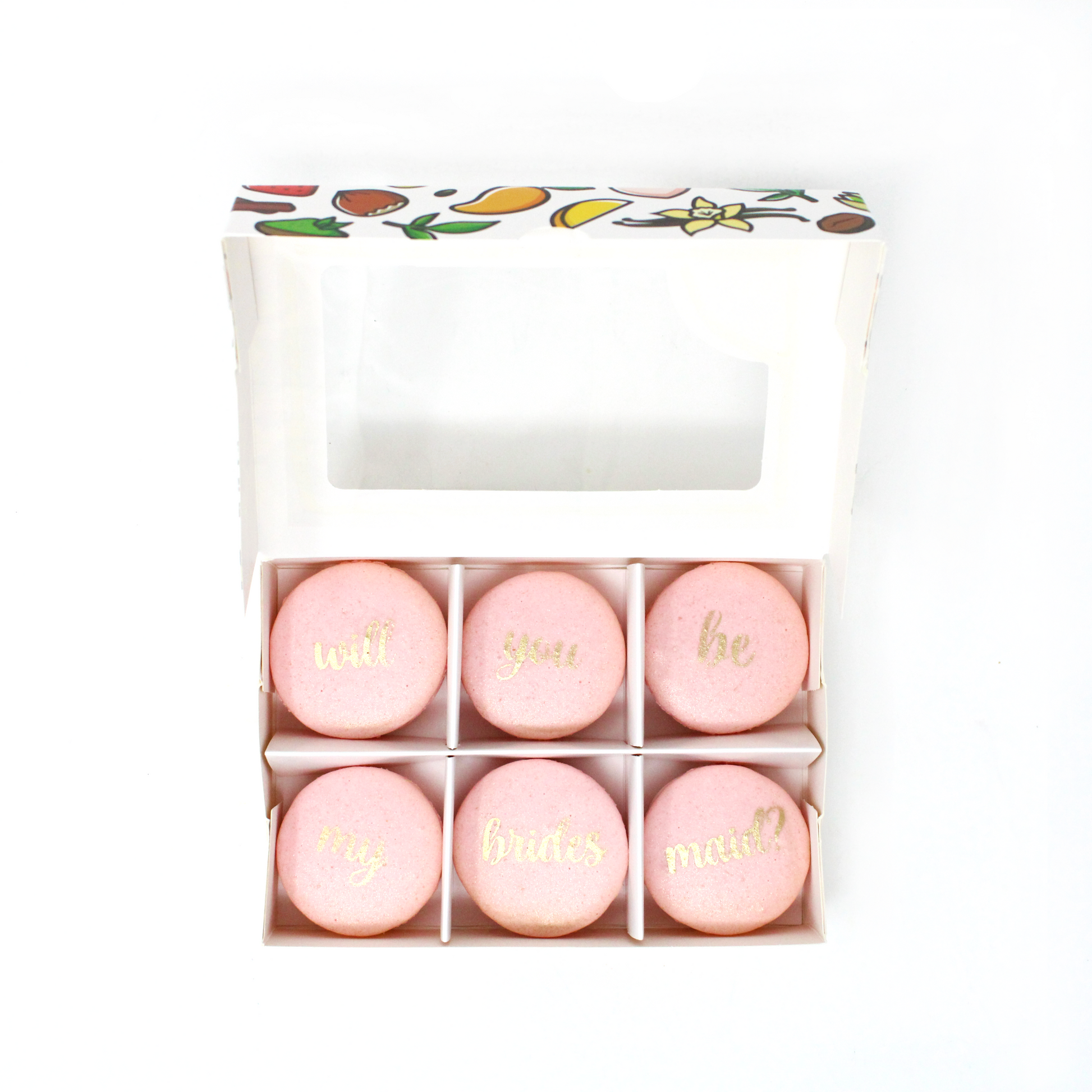 Macarons - Will You Be My Bridesmaid? (Stenciled) - Daan Go Cake Lab | Toronto