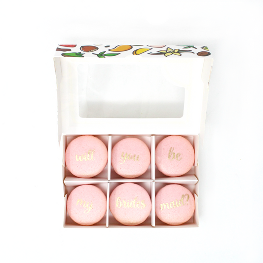 Macarons - Will You Be My Bridesmaid? (Stenciled) - Daan Go Cake Lab | Toronto