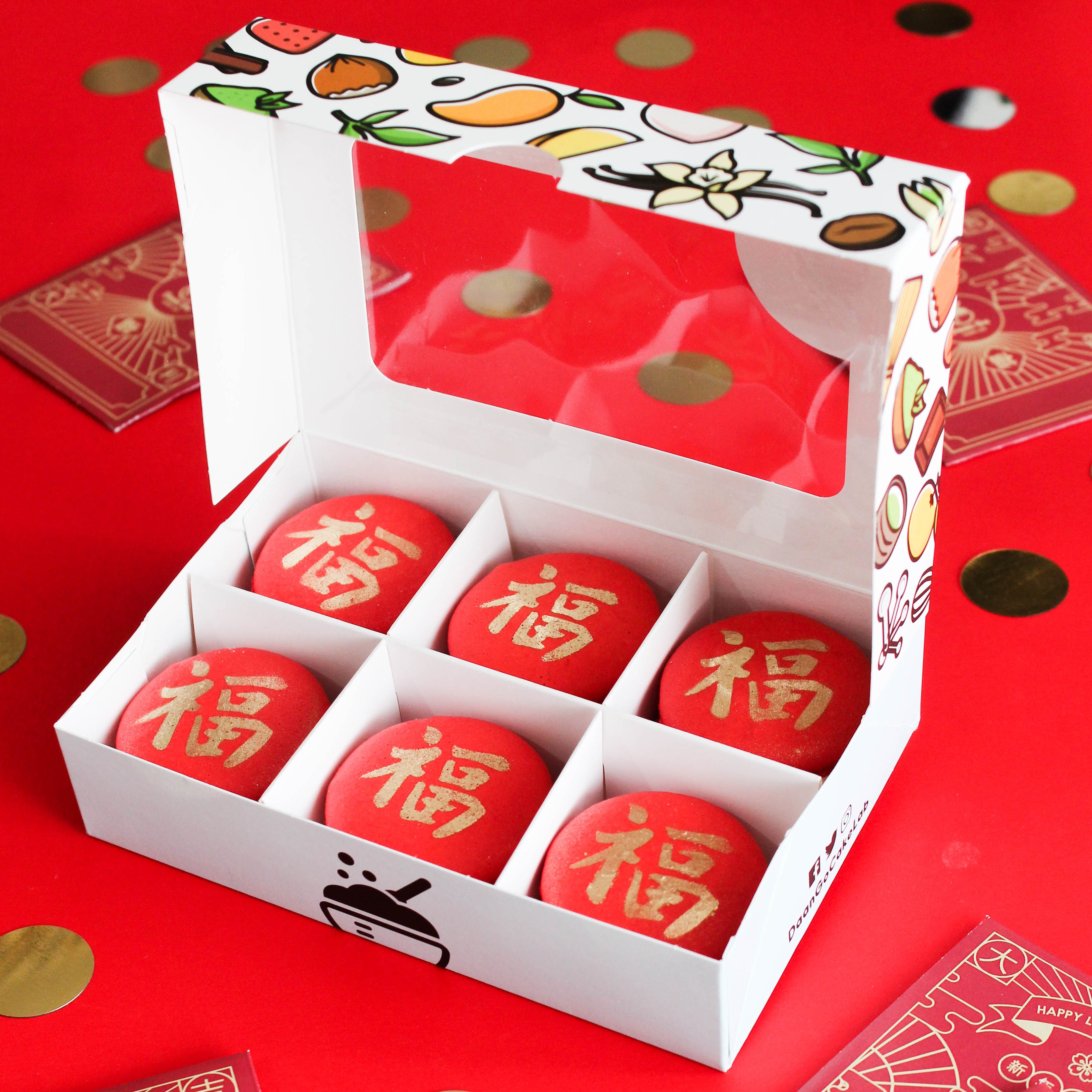 Macarons - Good Fortune (Stenciled) - Daan Go Cake Lab | Toronto