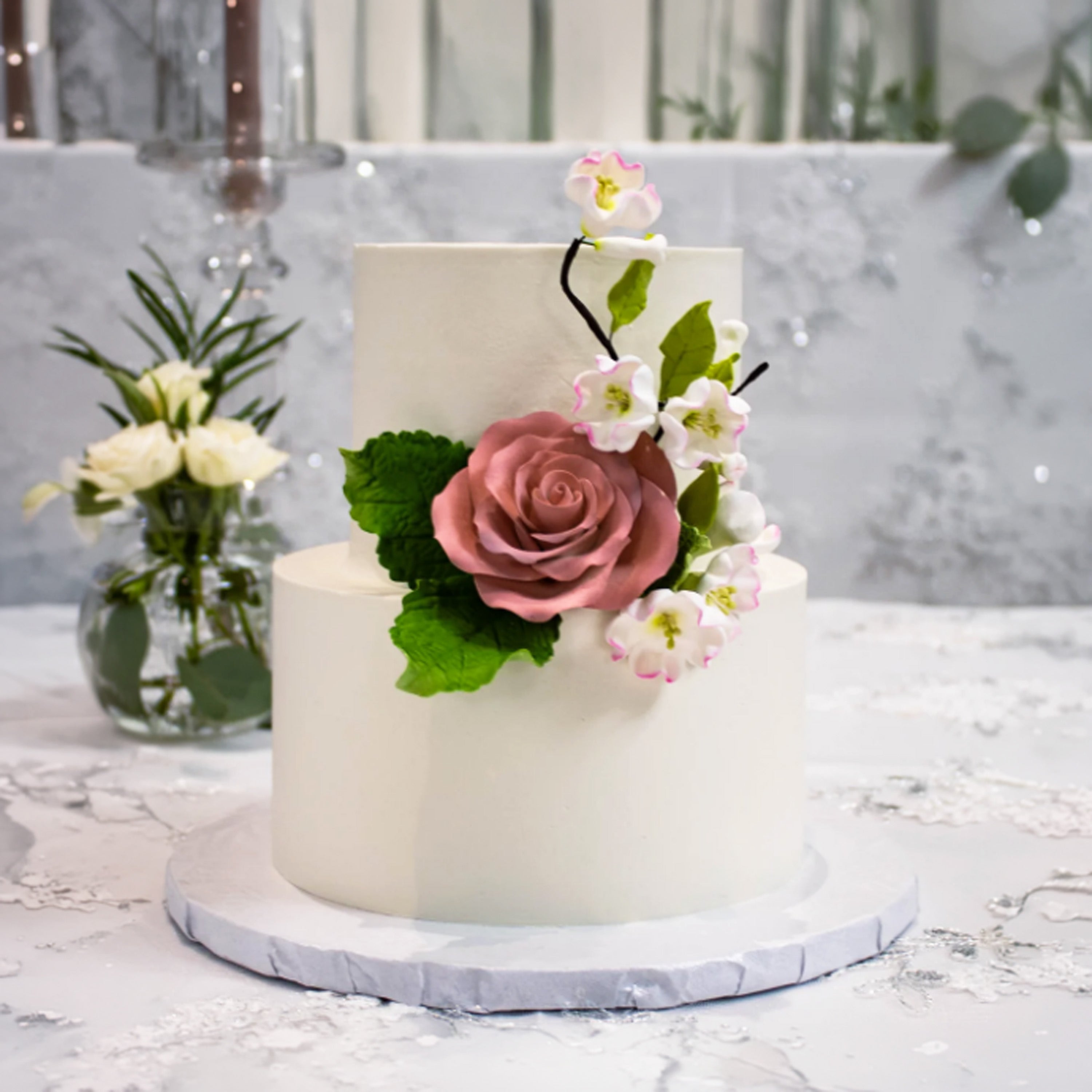 Roses & Cherry Blossoms Cake
