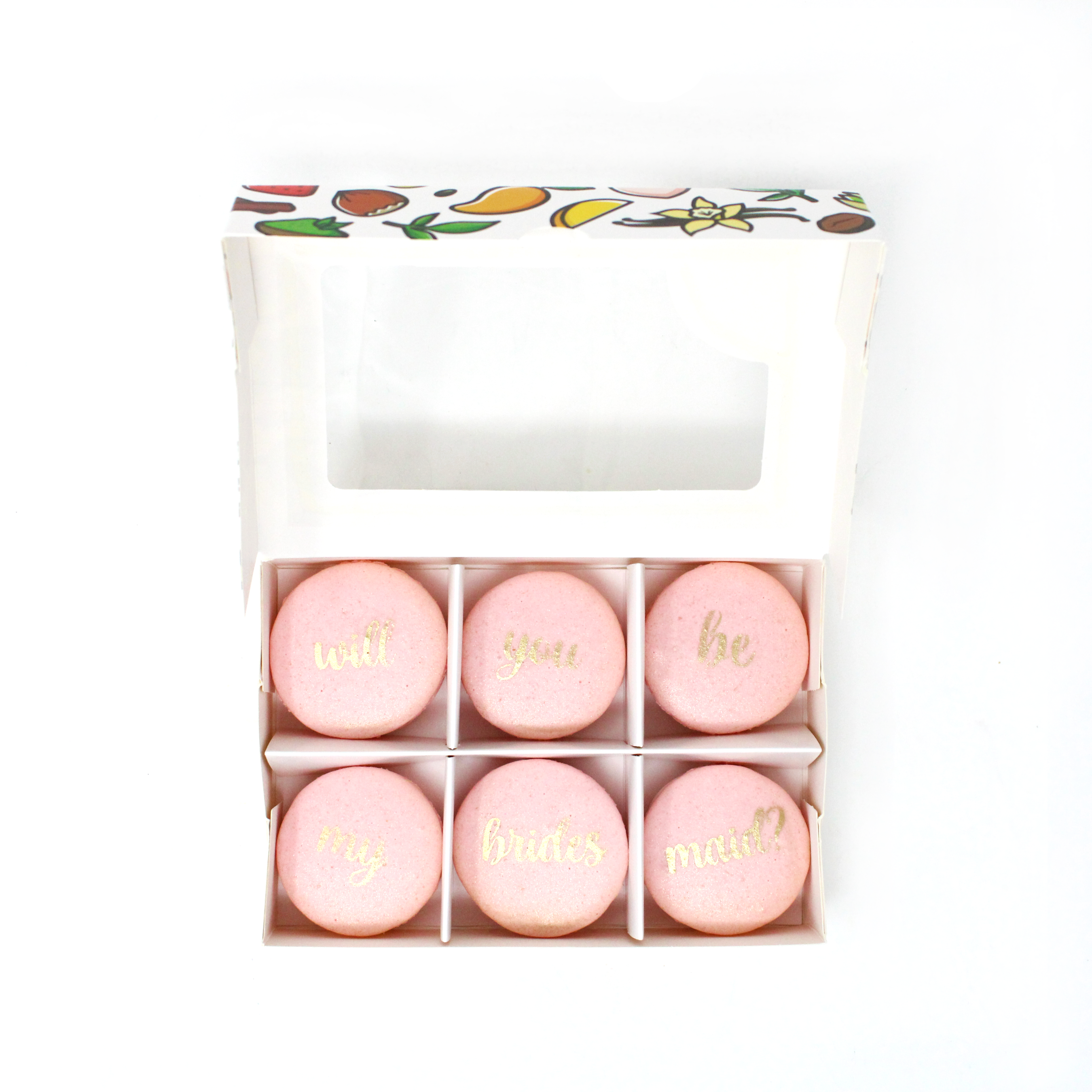 Macarons - Will You Be My Bridesmaid? (Stenciled) - Daan Go Cake Lab | Toronto